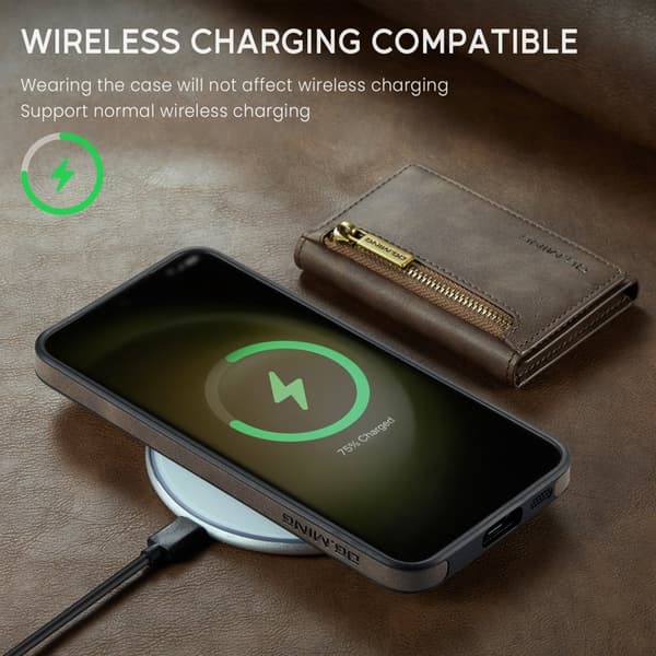 DG.MING Konstläder Plånboksfodral till Samsung Galaxy S23 - Brun