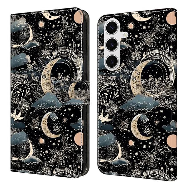 Samsung Galaxy S26 Plånboksfodral Konstläder Med Ställ - Måne