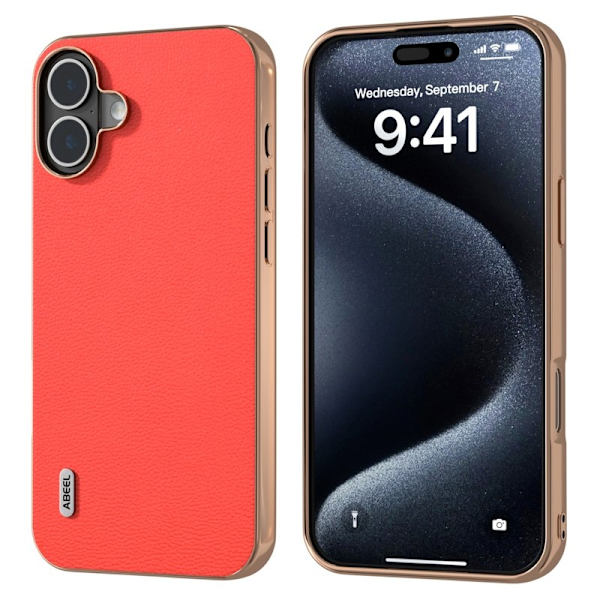 ABEEL Mobilskal till iPhone 16 Plus Äkta Läder Röd