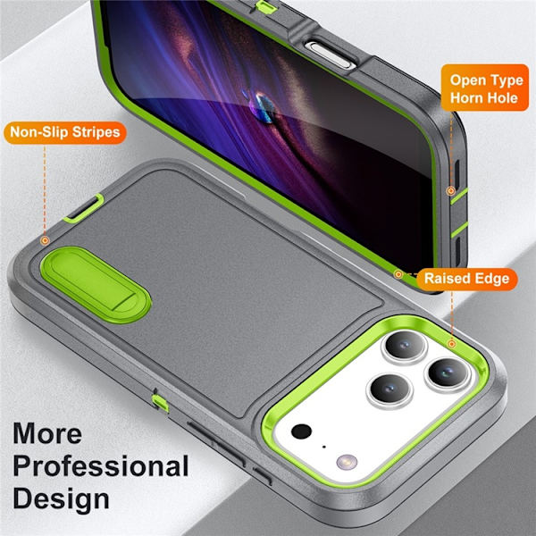 Mobilskal till iPhone 17 Pro Kickstand Silikon - Grå/grön Grön