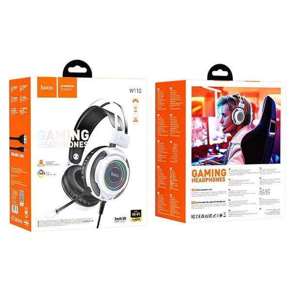 Hoco On-Ear Gaming Hovedtelefoner USB-A/Jack 3.5mm - Hvid Vit