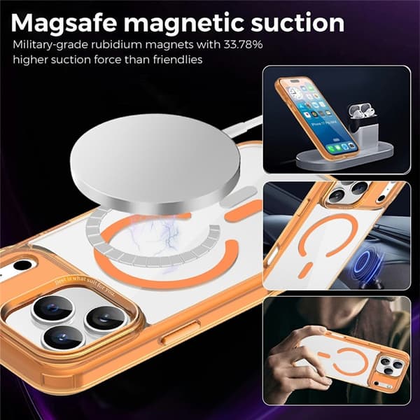 Mobilskal till iPhone 17 Pro MagSafe Transparent TPU+PC - Orange Orange