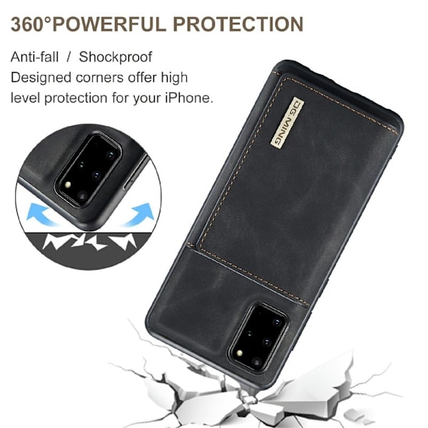 DG.MING Magnetiskt Plånboksfodral för Samsung Galaxy S20 Plus - Svart
