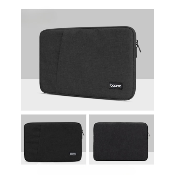 Baona Datorfodral 12.5" Med Ficka - Svart Svart