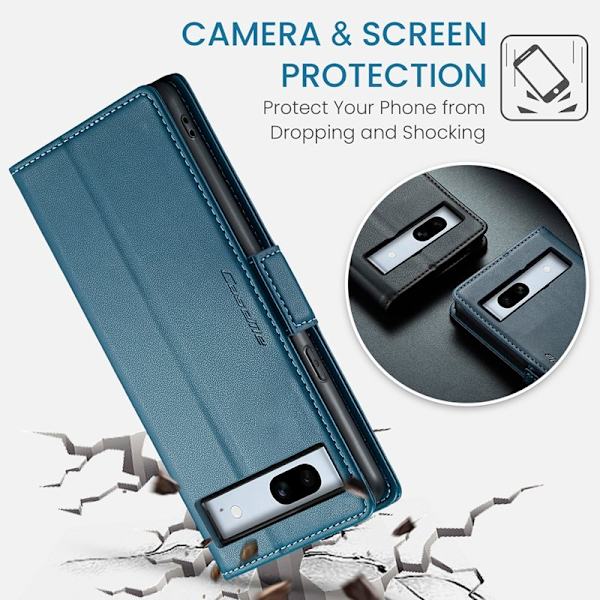 CASEME Plånboksfodral Konstläder till Google Pixel 7a - Blå