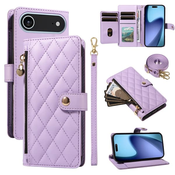 iPhone Air Plånboksfodral Rhombus Läder - Lila Lila