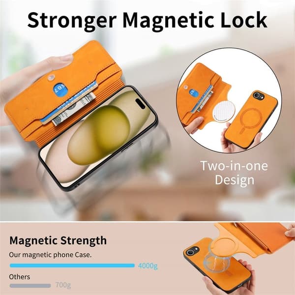 CASENEO iPhone 16e Plånboksfodral Konstläder - Gult