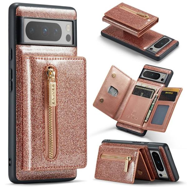 DG.MING M3 Series Konstläder Plånboksfodral för Google Pixel 8 Pro Roséguld