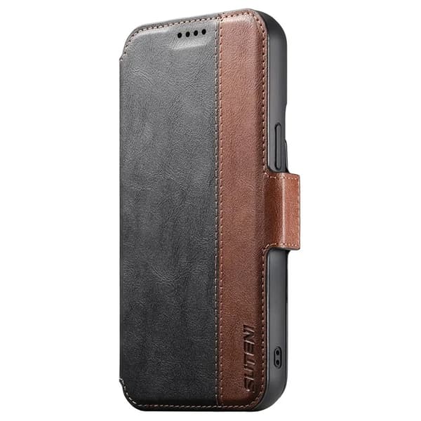 SUTENI iPhone 16 Pro Max Plånboksfodral Magsafe Konstläder - Svart Svart