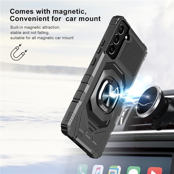 Galaxy S23 Skal Ringhållare Kickstand Anti-Fall - Svart Svart