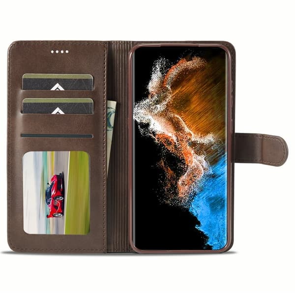 LC.IMEEKE Samsung Galaxy S24 Plånboksfodral Konstläder - Brun