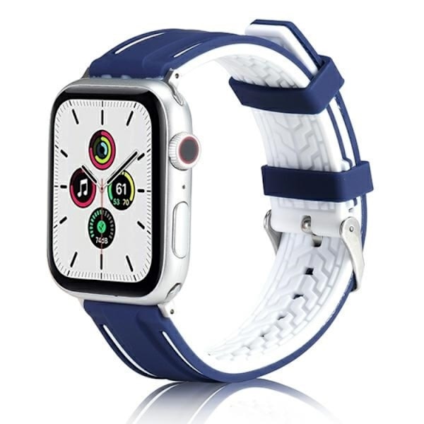 Beline Apple Watch (38/40/41mm) Armband Solid Silikon - Marinblå/Vit