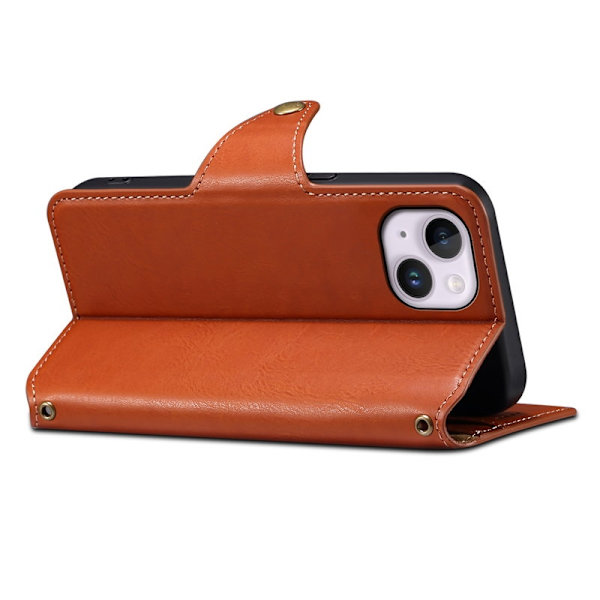 DENIOR iPhone 15 Plus Plånboksfodral i Konstläder - Brun
