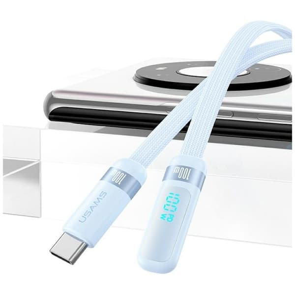 USAMS USB-C till USB-C 100W Kabel 120cm US-SJ653 Blå
