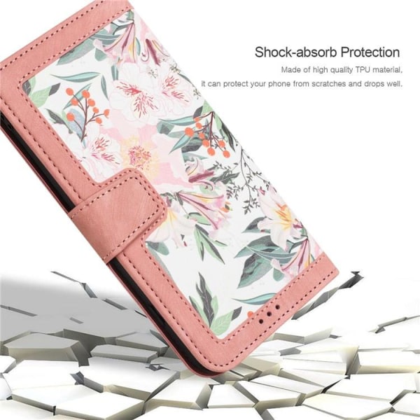 iPhone 15 Pro Plånboksfodral Flower Pattern - Rosa