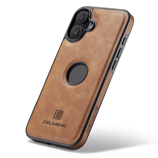 DG.MING Mobilskal till iPhone 16 Plus Anti-Drop Läder - Brun