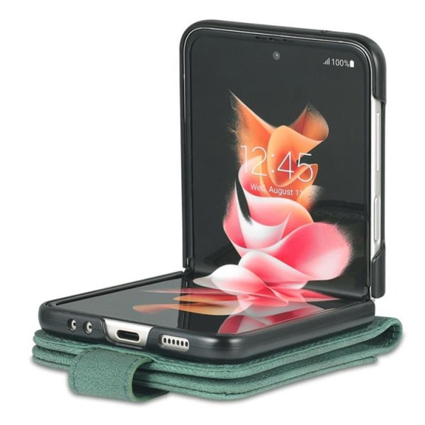 AZNS Galaxy Z Flip 4 Plånboksfodral Flipping Magnetic - Grön