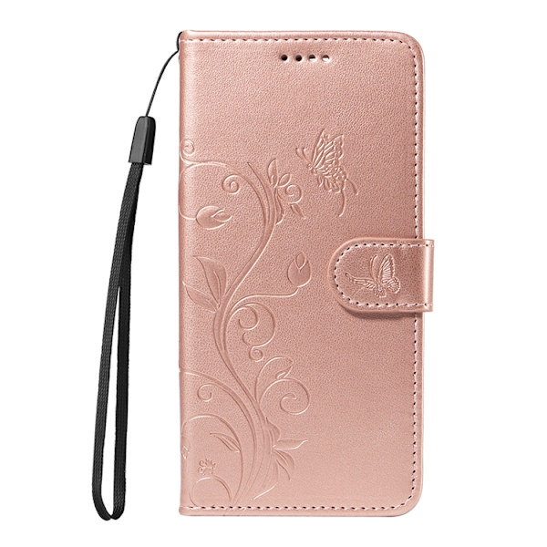 OnePlus 15 Plånboksfodral Flower Pattern Konstläder Roséguld