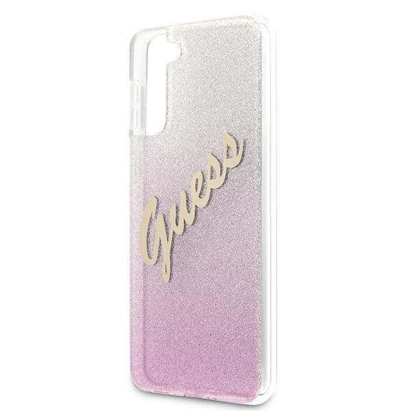 Guess Skal Galaxy S21 Plus Glitter Gradient Script - Rosa Pink