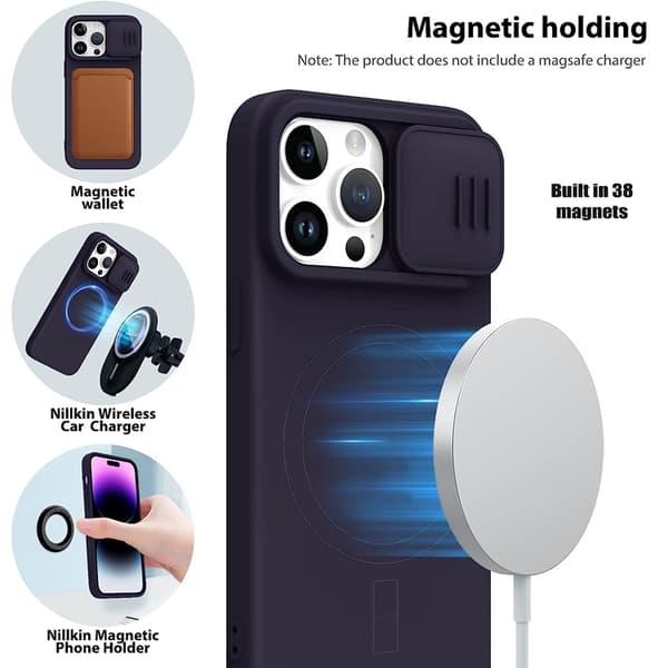 Nillkin Mobilskal till iPhone 14 Plus Magsafe CamShield Silky - Mörklila
