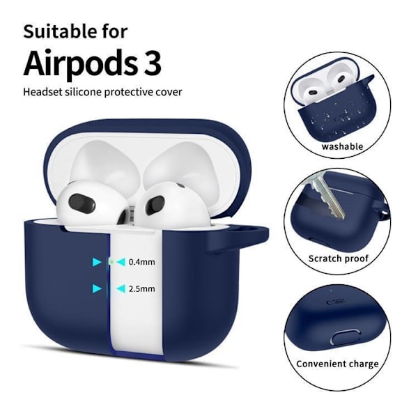 Tech-Protect Apple Airpods 3 Skal Silikon Hook - Marinblå Blå