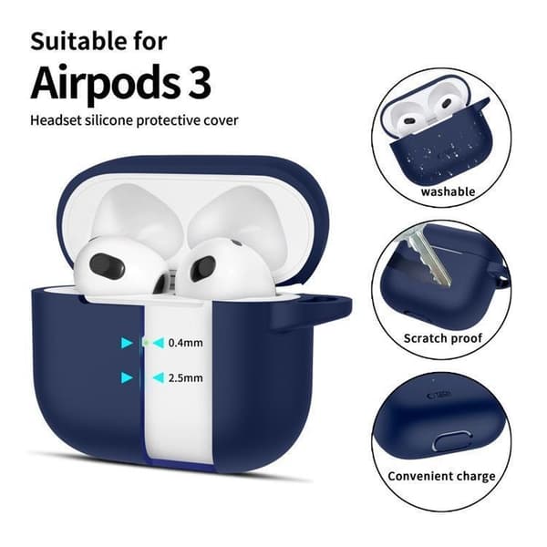Tech-Protect Apple Airpods 3 Taske Silikone Krog - Navy Blå