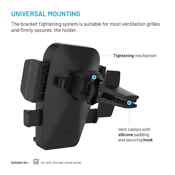 FIXED Iconiq Mobilfäste för ventilationsgaller Svart