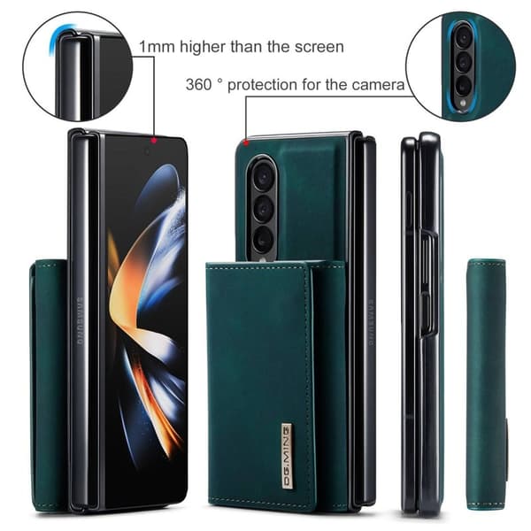 DG.MING Konstläder Plånboksfodral för Samsung Galaxy Z Fold3 5G Grön
