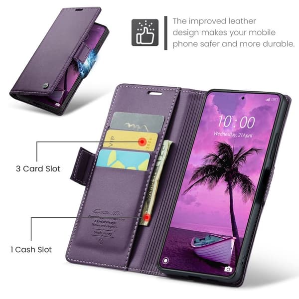 CASEME Xiaomi 14 Pro Plånboksfodral Konstläder RFID-Skydd Lila