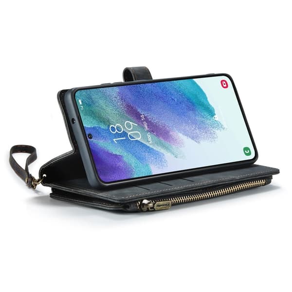 CASEME Konstläder Plånboksfodral för Samsung Galaxy S21 FE 5G - Svart