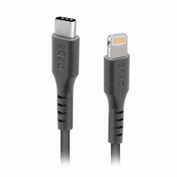 SBS USB-C - Lightning Kabel 1m - Svart Svart