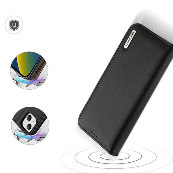 Dux Ducis iPhone 14 Plus Plånboksfodral Äkta Läder Hivo Flip - Svart Svart