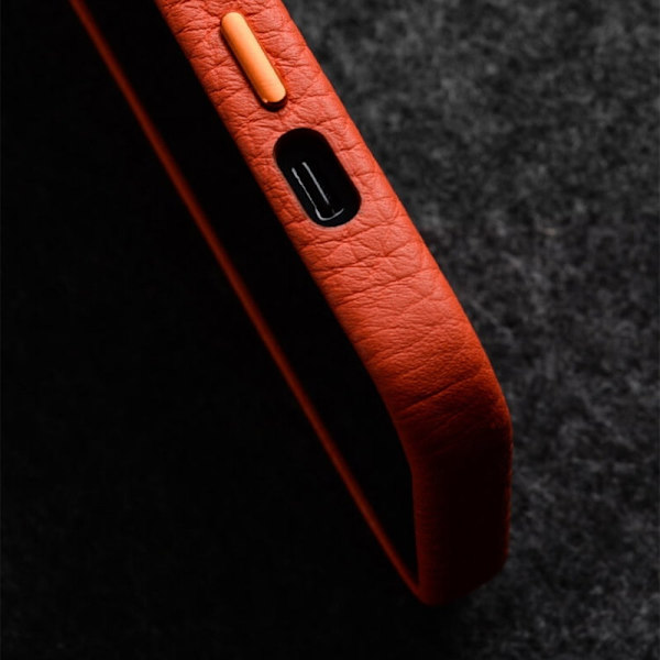 MELKCO Mobilskal till iPhone 15 Pro Max Äkta Läder + PC Magnet Orange