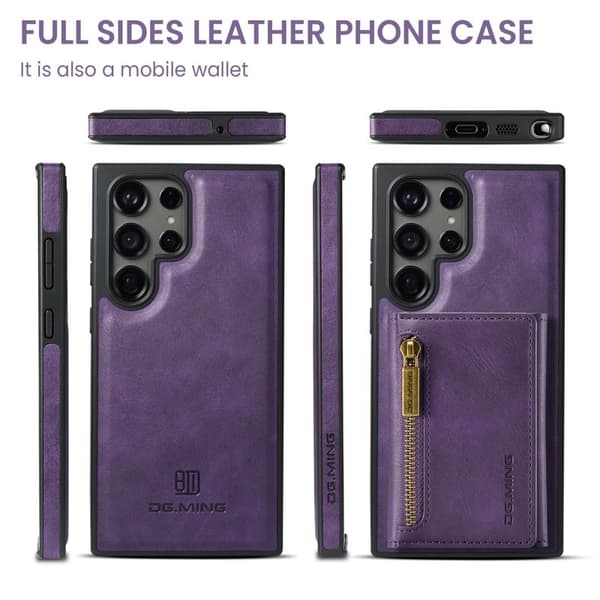 DG.MING M5 Series Samsung Galaxy S24 Plånboksfodral Konstläder Lila
