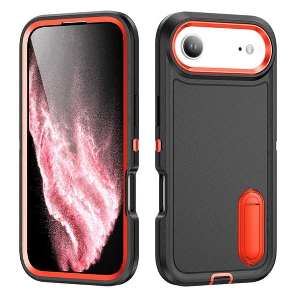 Mobilskal till iPhone Air Kickstand Silikon - Svart/Orange Svart