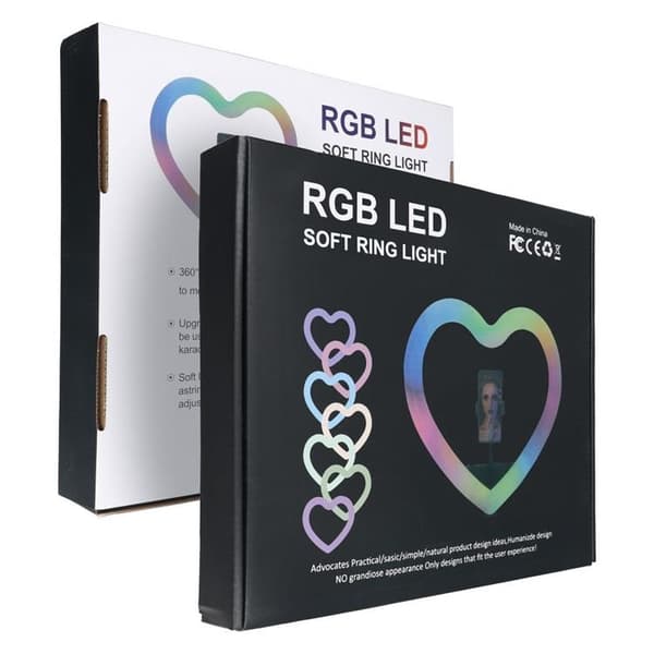 LED Ringlampe Hjerte 10 tommer med holder til mobil