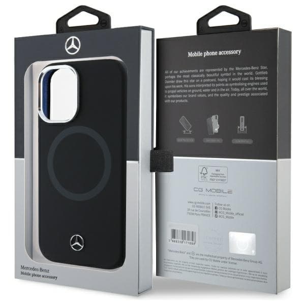 Mercedes telefonetui til iPhone 16 MagSafe Silikone Tonal Logo - Sort Black