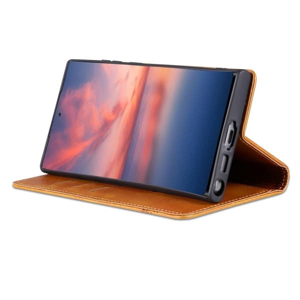 AZNS Samsung Galaxy S24 Ultra Plånboksfodral Konstläder - Brun