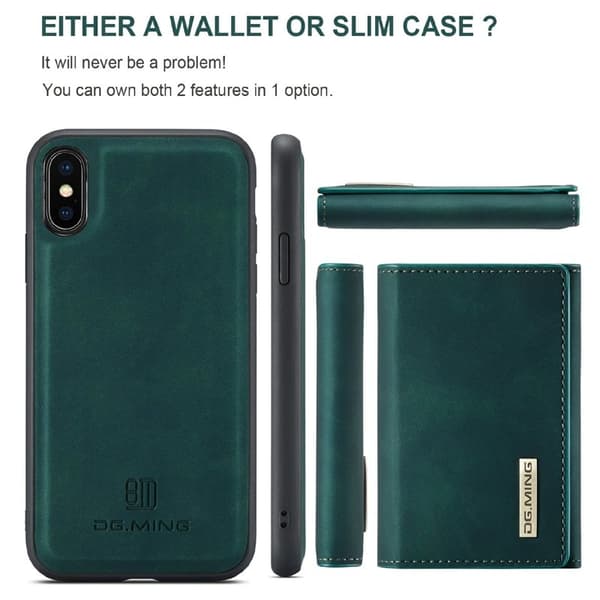 DG.MING M1 Series Mobilskal i Konstläder för iPhone XS Max - Grön