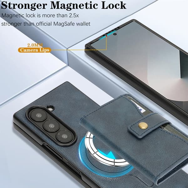Mobilskal till Galaxy Z Fold 7 MagSafe Detachable Korthållare Kickstand Blå