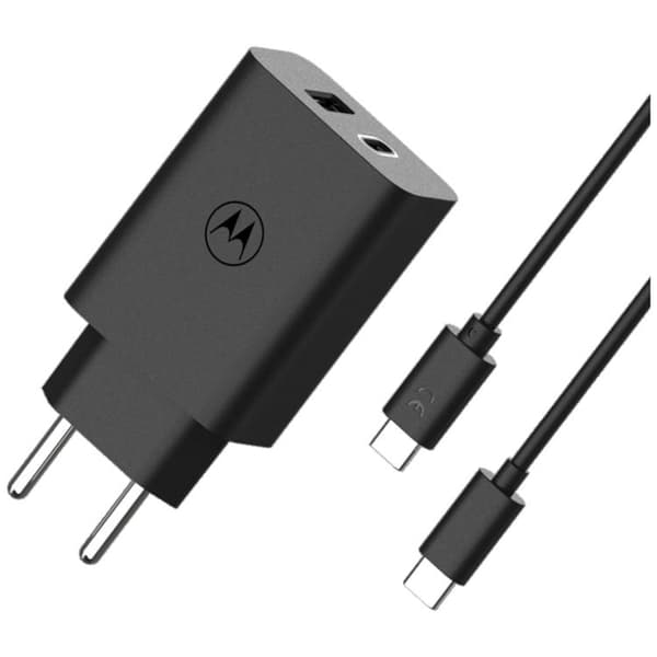 Motorola Hurtigoplader 50W 1xUSB-A 1xUSB-C med 1m Kabel TurboPower - Sort Svart