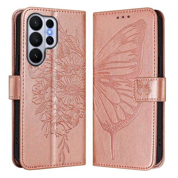 Samsung Galaxy S26 Ultra Plånboksfodral Konstläder Med Handledsrem - Roséguld