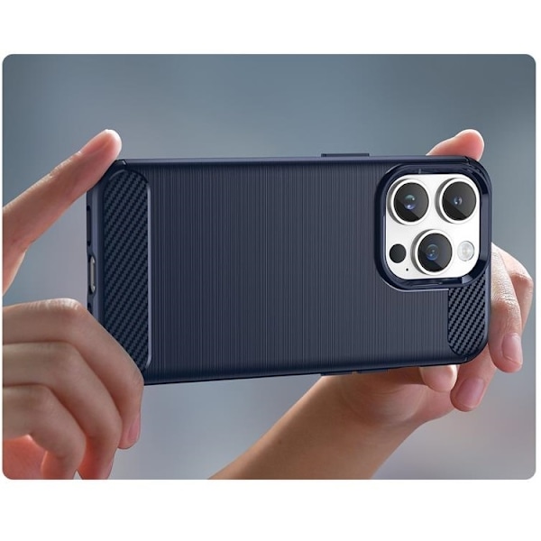 iPhone 14 Pro Max Skal Carbon Fiber Texture - Blå Blå