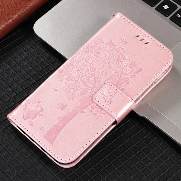 OnePlus 15 5G Plånboksfodral Cat Tree Pattern Konstläder Roséguld