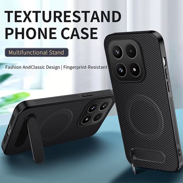 WANLONFENG Mobilskal för Xiaomi 17 Magnetisk Carbon Fiber Kickstand Blå