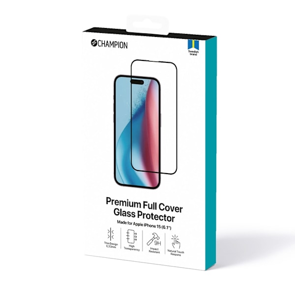 CHAMPION iPhone 15 Härdat Glas Skärmskydd