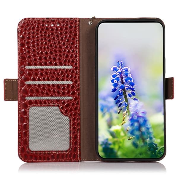 Samsung Galaxy S26 / S26 Pro Plånboksfodral RFID Skydd Äkta Läder - Röd