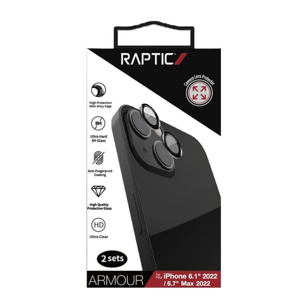 Raptic iPhone 14 Plus Kameran linsskydd i härdat glas Armor Transparent