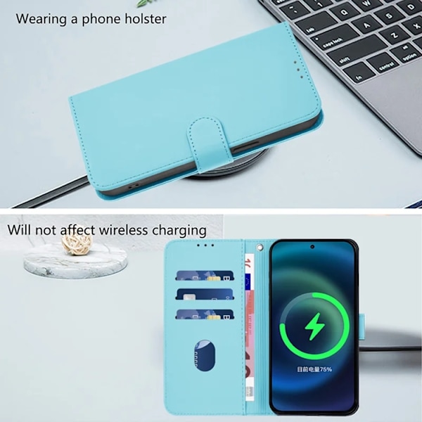 Sony Xperia 10 VII Plånboksfodral Solid Color Konstläder - Ljusblå Blå