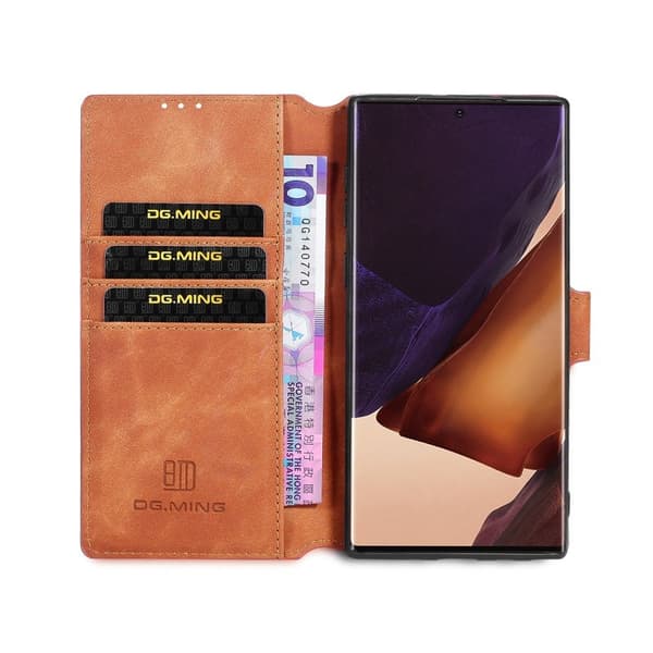 DG.MING Retro Plånboksfodral Konstläder Samsung Galaxy Note20 Ultra Brun